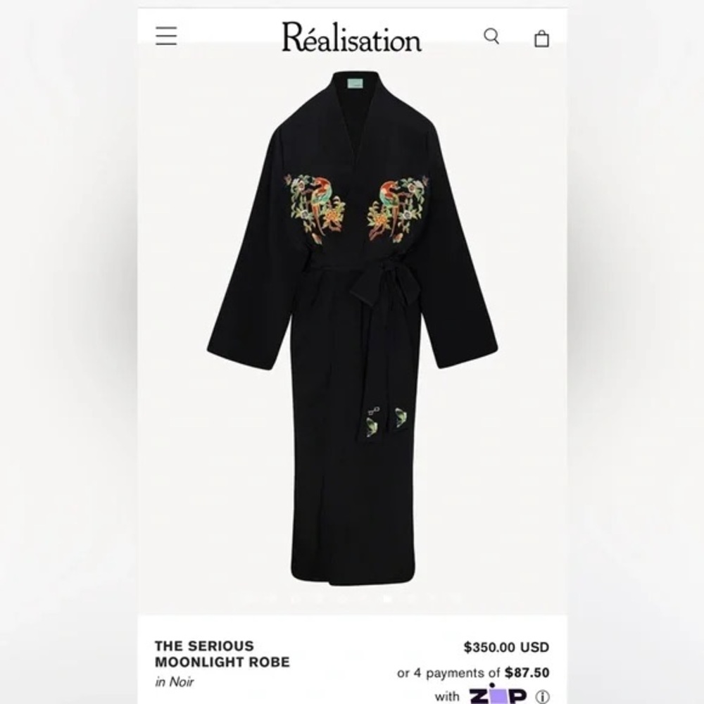 NWT Réalisation Par Serious Moonlight Robe, David Bowie, Black Silk, sz XS-M